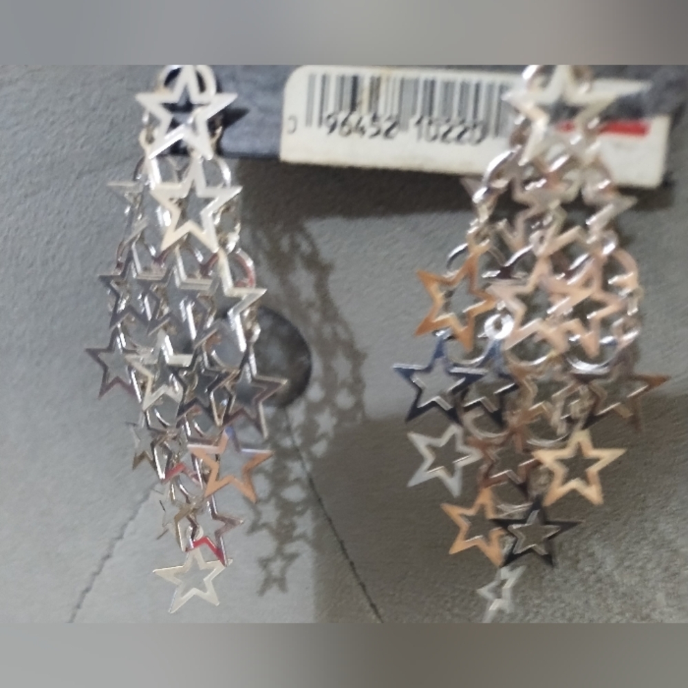 CAROLE Silver Star Chandelier Earrings NWT